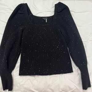 1. State Black Sweater with Colorful Speckles